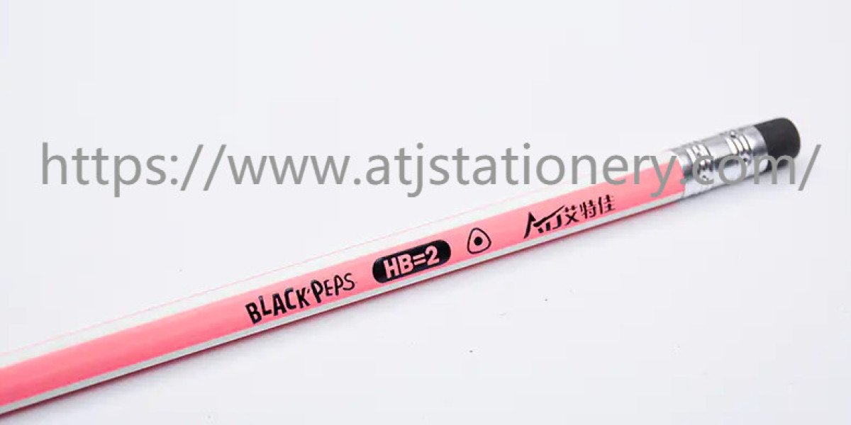 Black Wood HB Striped Graphite Pencils with Erasers